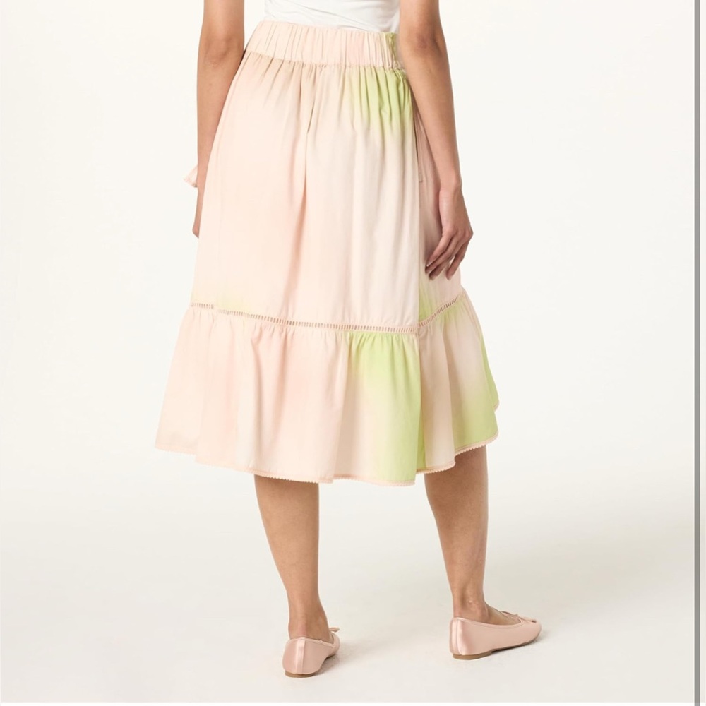 The Drop Women’s Abstract Print Ruffled Midi Skirt with Bobble Trim - Picture 3 of 11